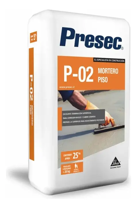 Mortero Nivelador Piso 25Kg Presec P-02